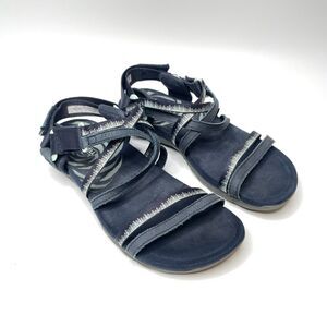 MERRELL Terran 3 Navy Teal Gray Cush Lattice Hiking Sandals Womens Size 8